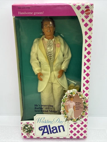 Vintage 1990 Barbie Wedding Day ALAN Doll Mattel #9607 NRFB Married Midge NEW