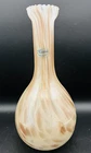 Vintage Lavorazione Murano Gold Beige And White Swirl Art Glass Vase Italy