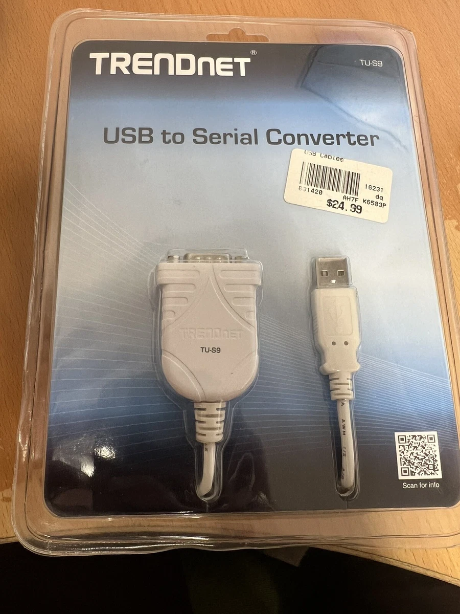 TRENDnet TU-S9 USB To Serial Converter USB 1.1 To RS-232 Male DB9.