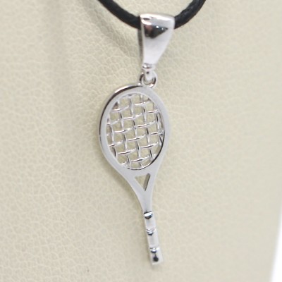 Pendentif Raquette De Tennis En Plaqué Or Jaune 18k - Très Bon état