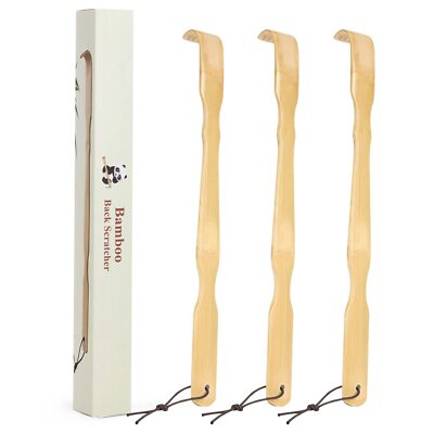 Bamboo Wood Back Scratcher with Long Handle for Back Scratching Itches, 3 Pack