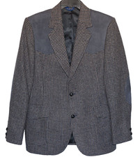 Pendleton High Grade Western Wear Wool Gray Blazer Elbow Patch Size 42