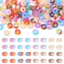 100Pcs Gradient Color Resin European Large Hole Beads For Jewelry Making 14x8mm
