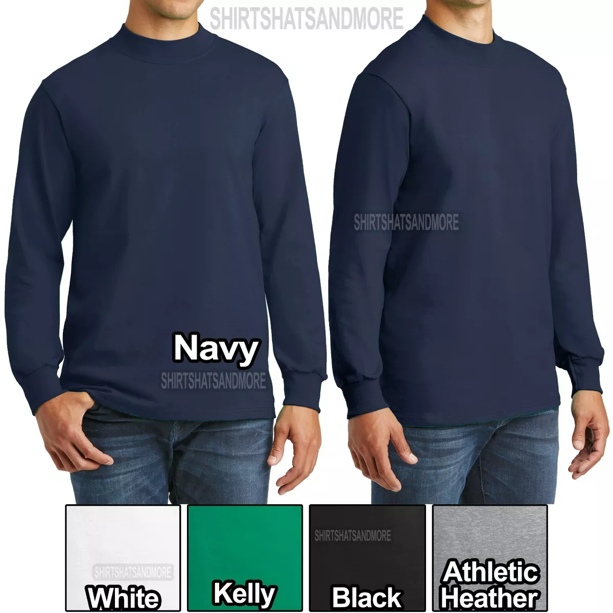 Big Mens Mock Turtleneck Long Sleeve T Shirt Tee XL 2XL 3XL 4XL