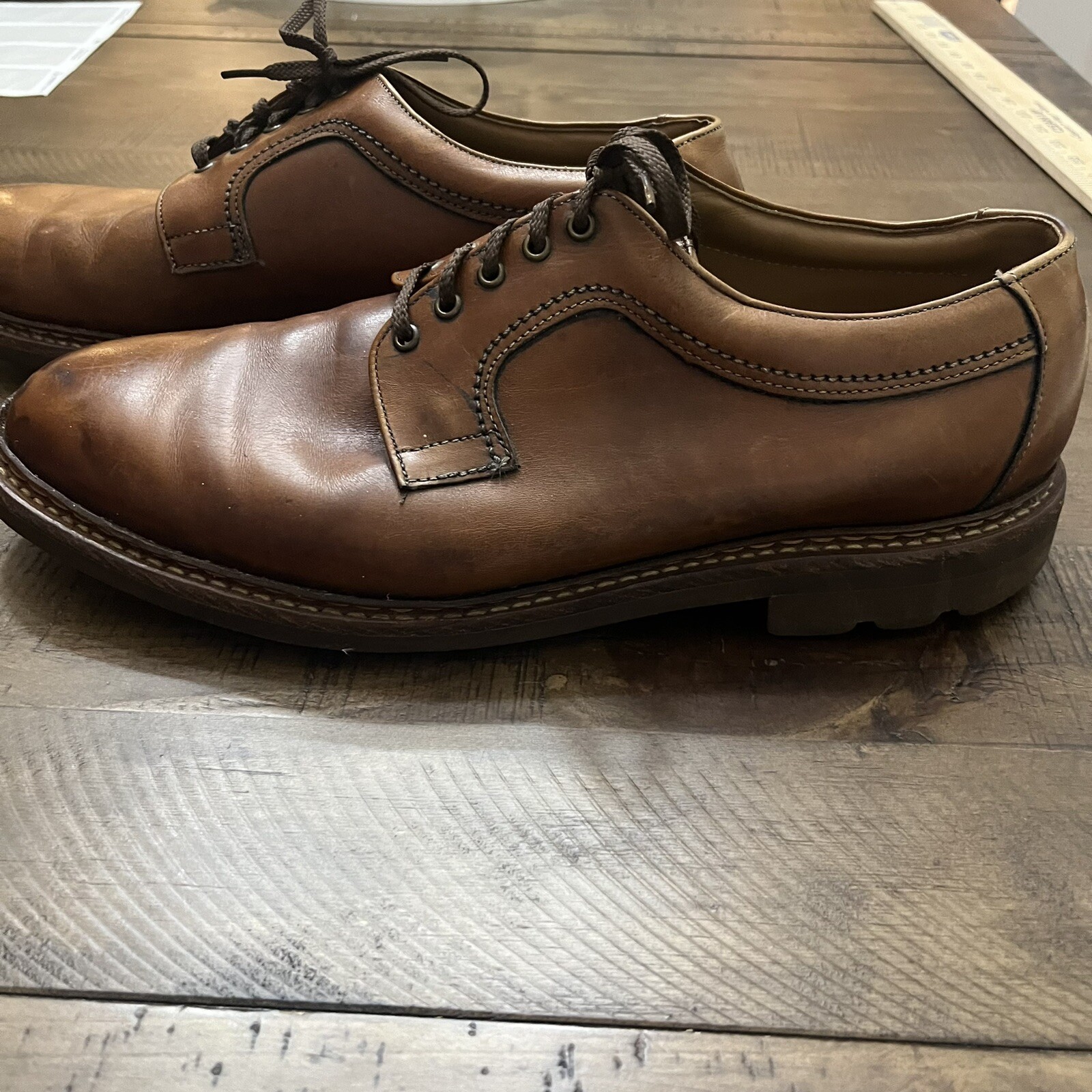 SAOLA Scarpa elegante Johnston & Murphy uomo 11 M pelle marrone derby Oxford usata in ottime condizioni