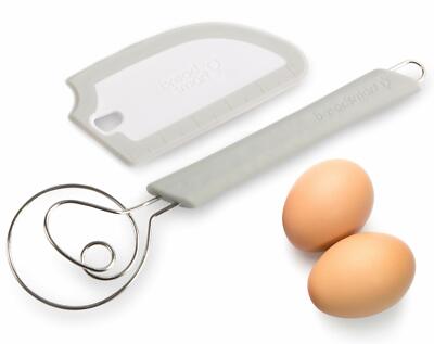 Breadsmart Artisan Bread Whisk and Bench Scraper Duo - Essential Bread Mixing