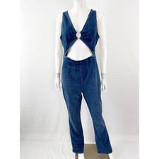 We The Free Denim ULTRAVIOLET Jumpsuit Size L Cut Out Boho Retro