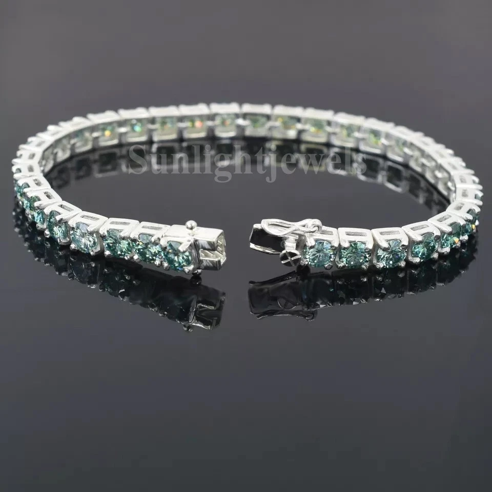Certified 5mm Blue Diamond Tennis Bracelet-Great Shine & Luster - Image 4 of 4