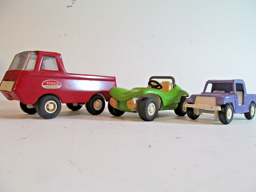 Lot of 3 Diecast Pressed Metal Cars Trucks Jeep Tonka ts