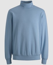  70 Jack  Jones Men's Blue Graphic High-Neck Long-Sleeve Sweater Sweatshirt L