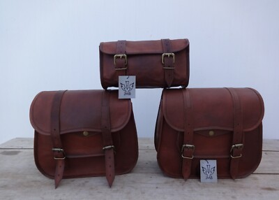 Goat Leather Motorcycle Saddle Bags Saddlebag Luggage Bag For Sportster New
