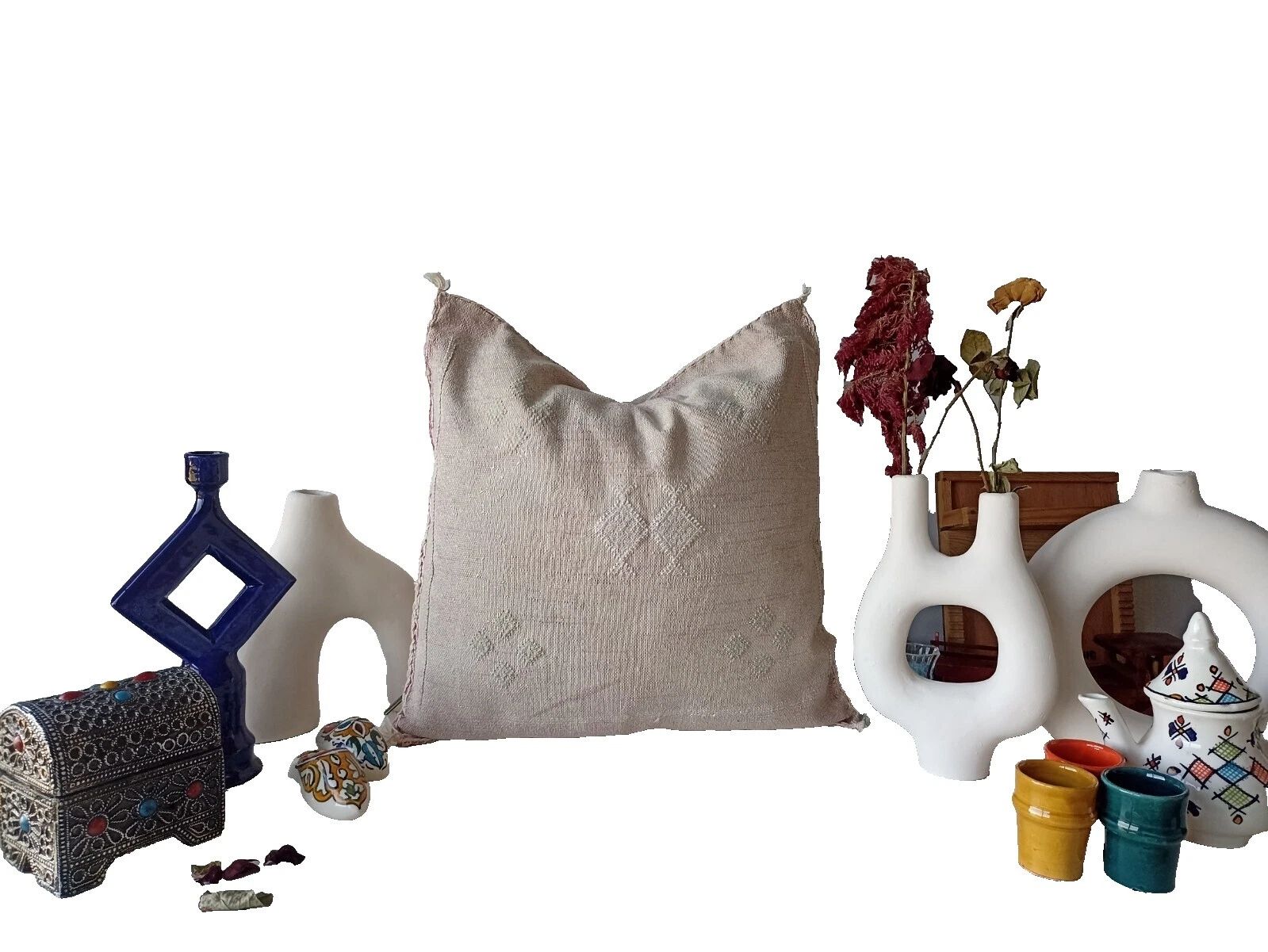 Handmade marroquí 100% Seda Almohadas de Decoración para el Hogar