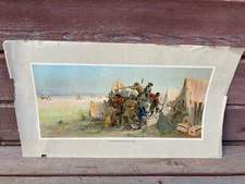 VTG ANHEUSER BUSCH ATTACK ON AN EMIGRANT TRAIN CHROMOLITHOGRAPH O.E. BERNINGHAUS