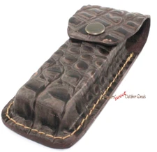 Alligator Genuine Leather Belt Sheath Skinning Hunting Folding Pocket Knife