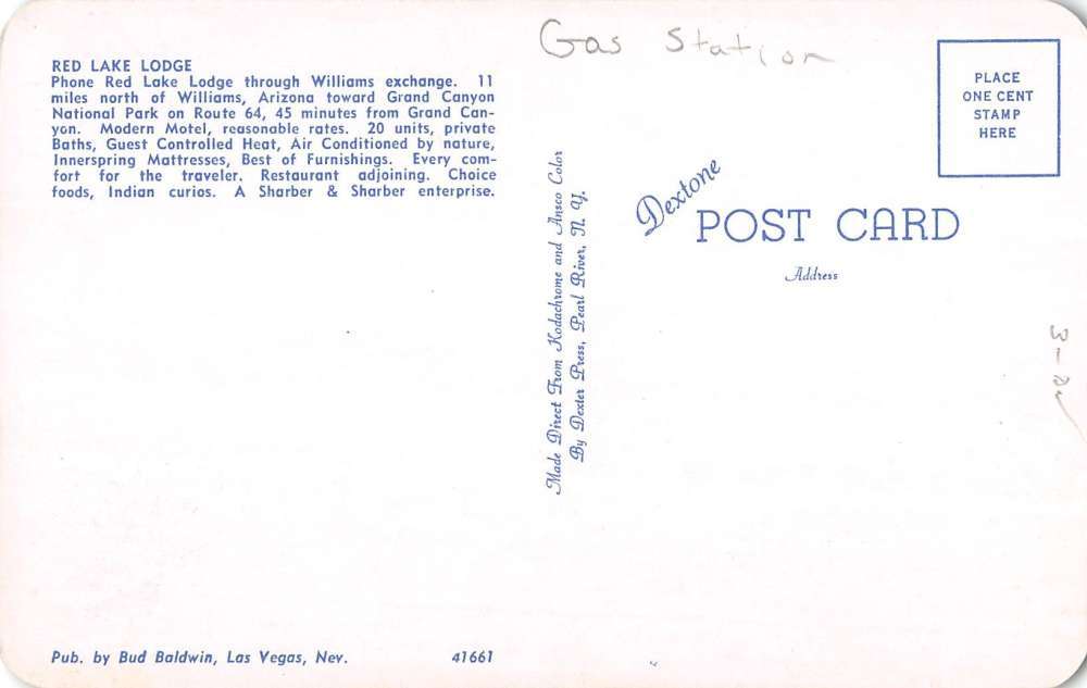 Williams Arizona Red Lake Lodge Gas Station Street View Vintage