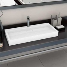 Image of Wash Basin 100x46x11 cm Mineral Cast/Marble Cast White vidaXL