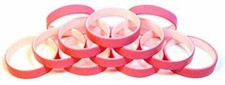 1 Dozen Multi-Pack Pink ColorSpray on White Wristbands Bracelets Silicone Rubber