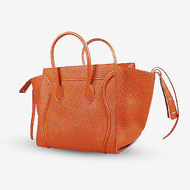 Celine Orange Soft Grained Leather Small Cabas Phantom Tote Celine