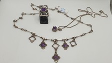 Konvolut Schmuck Silber 835 925 - vintage - lila Steine - Collier Kette Ring
