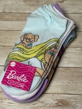Barbie Mattel 6 Pairs No-show Girls Ankle Socks Medium/Large Shoe Size 3-10