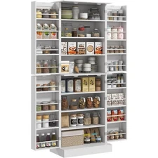 41" Kitchen Pantry Storage Cabinet Freestanding Cabinet with 12 Door Shelves