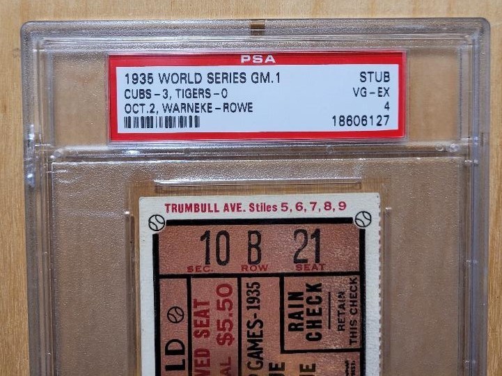 1935 Detroit vs Cubs WS Ticket Stub Game 1 PSA 4 Navin Field