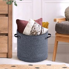 Cotton rope Storage Basket with Zipper cover  Woven baskets with Lid easy to...
