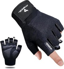 ATERCEL Workout Gloves for Men and Women, Exercise Medium, Black