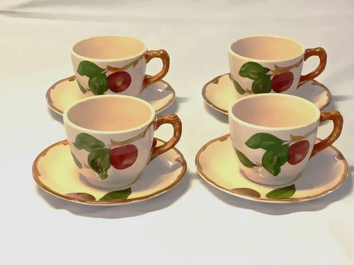 Vintage USA Franciscan Apple Set of 4 Cups & Saucers