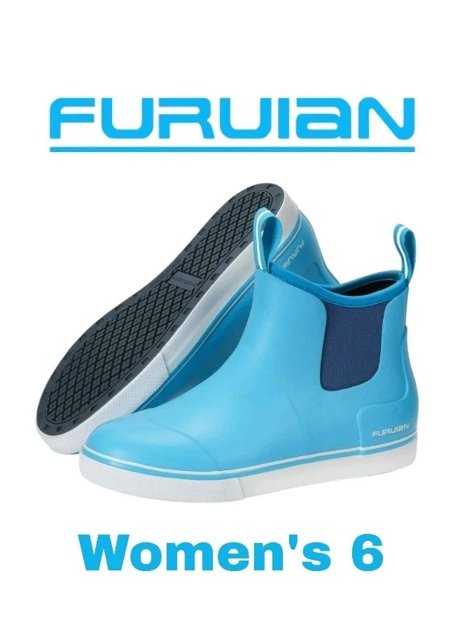 Furuian Women's Deck Boots Ankle Rain Boots Fishing Boots Rubber Waterproof Slip