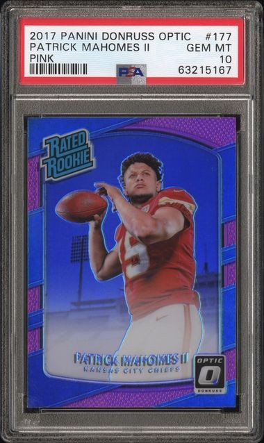 2017 Donruss Optic Rated Rookie Patrick Mahomes II #177 Pink Prizm RC PSA 10