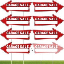 7 PC Garage Sale Signs with Stakes, 17" x 6", Double-Sided x Red