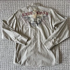 Roar Shirt Mens XL Gray Distressed Stitched Superior Resolve Embroidered