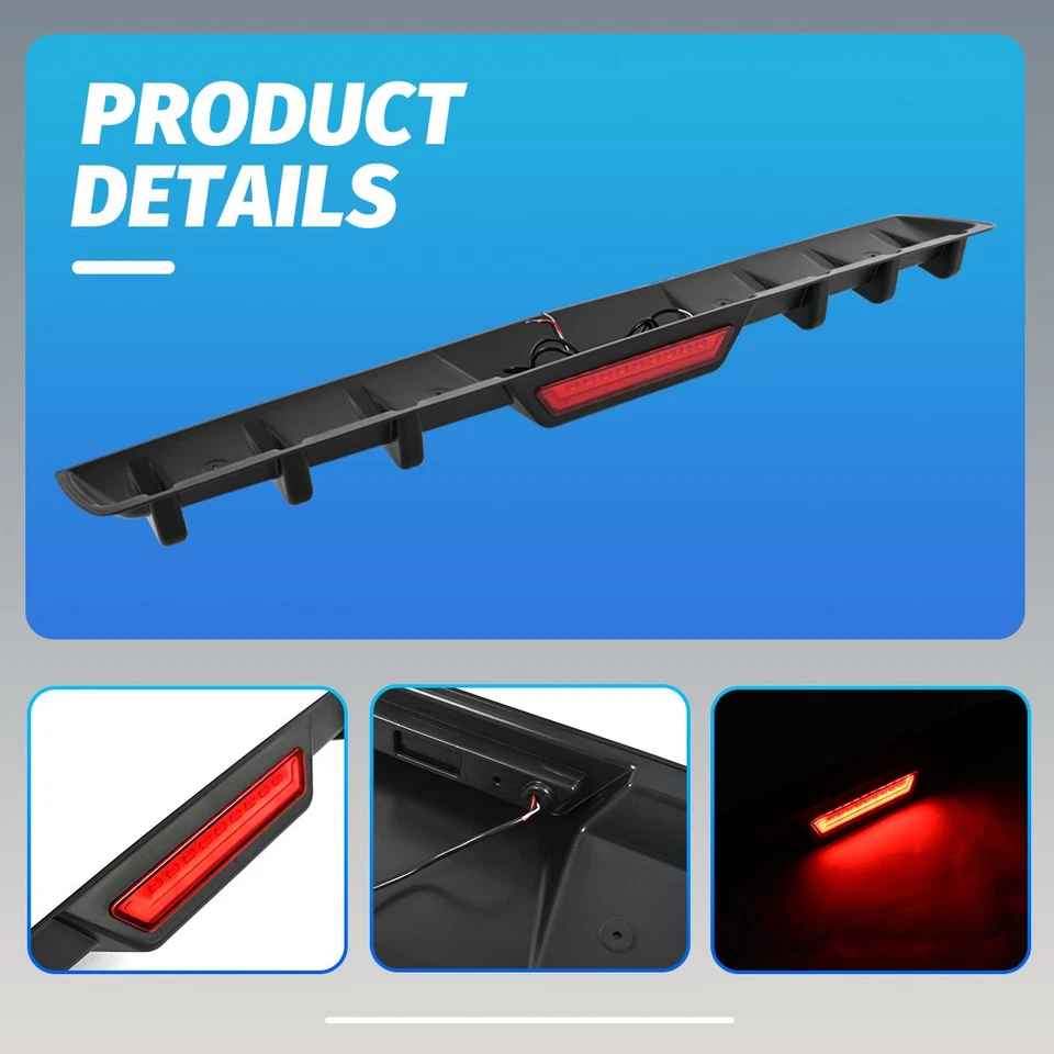 For Lincoln MKZ MKS Rear Bumper Wing Diffuser Spoiler Lip W/ LED Brake Light Foto 2 de 4