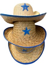 Kids Straw Cowboy Hats Vintage 2 Cowboy 1 Sheriff Costume