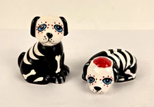 NEW  Transpac Day of the Dead Dog Skeleton Salt & Pepper Shakers/PRICE REDUCED