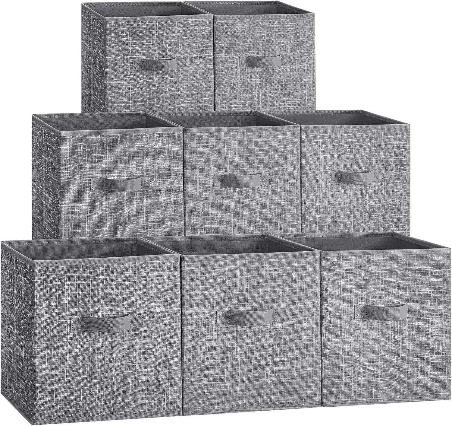 SONGMICS 26 cm Cattail Grey Storage Cubes Set of 8 Non-Woven Fabric Bins with Ha