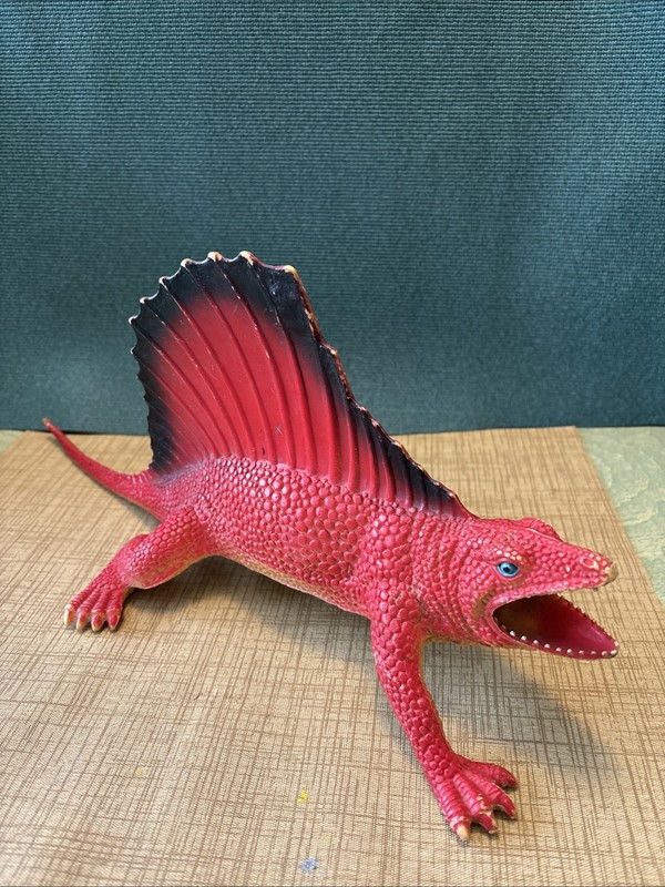 1997 Plastic Hard Rubber Red & yellow & Black/ EDAPHOSAURUS  Dinosaur 16"