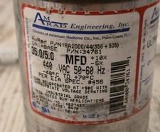 AmRad Engineering 35/5 MFD 440VAC Dual Run Capacitor - P/N 34761