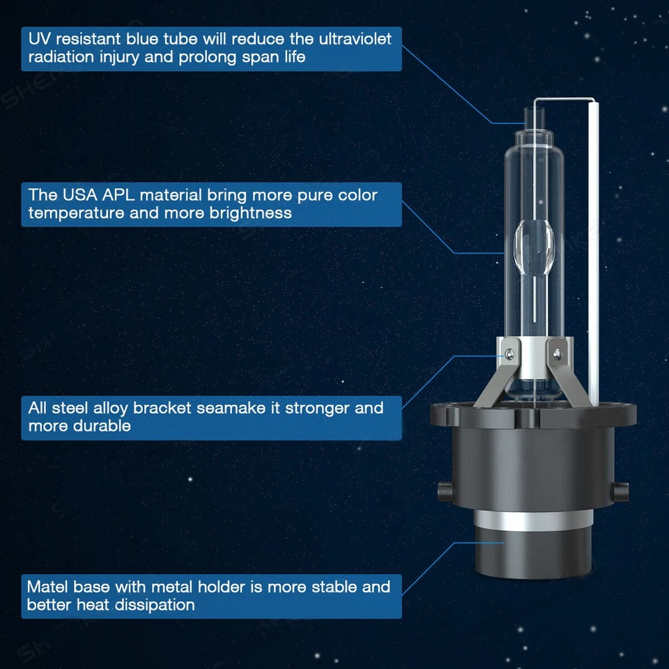 For Mercedes-Benz S320 1997-1998 2X D2S HID Headlight Low Beam 6000K Bulbs D2R - Image 4 of 4