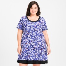 NWT Chelsea & Theodore Floral Layered Shift Dress Boho Stretch Loungewear 1X