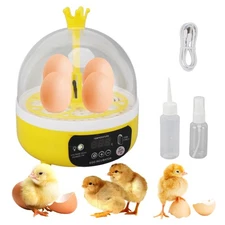 4 Eggs Mini Incubator with Transparent Lid,7W Automatic Temperature Humidity ...
