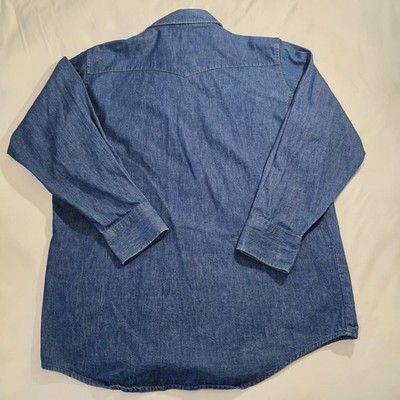 Vintage Big Mac Denim Shirt Mens XLT Blue Western Pearl Snap