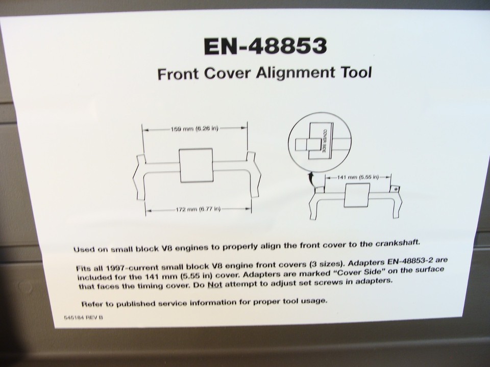 NEVER USED KENT-MOORE EN-48853 front cover alignment tool Chevy 4.8 5.3 ...