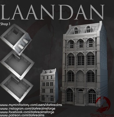 3D Printed Dark Realms Laandan Steamtown Shop 1 (32mm Scale) [PTO$]