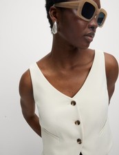 Marks & Spencer Womens Collarless Waistcoat in Cream - M&S