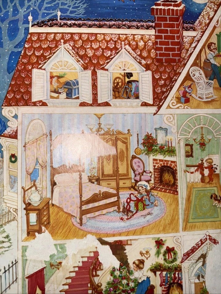 Puzzle di Natale Springbok 1978 vintage La casa di Natale 1000 pezzi raro completo - Immagine 2 di 4