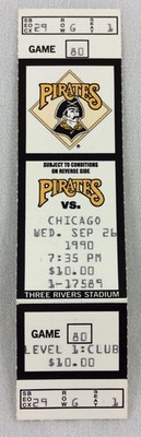 MLB 1990 09/26 Chicago Cubs at Pittsburgh Pirates FULL Ticket-Zane Smith WP