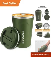 12 Oz Stainless Steel Vacuum Insulated Tumbler - Spill Proof Travel Mug in Green