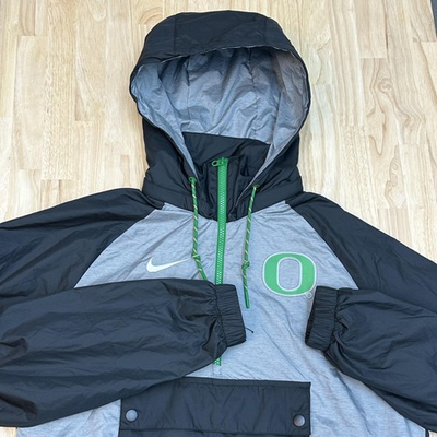 #ad Oregon Ducks Jacket Mens Medium Gray Black NCAA Football Nike Pullover $40.99